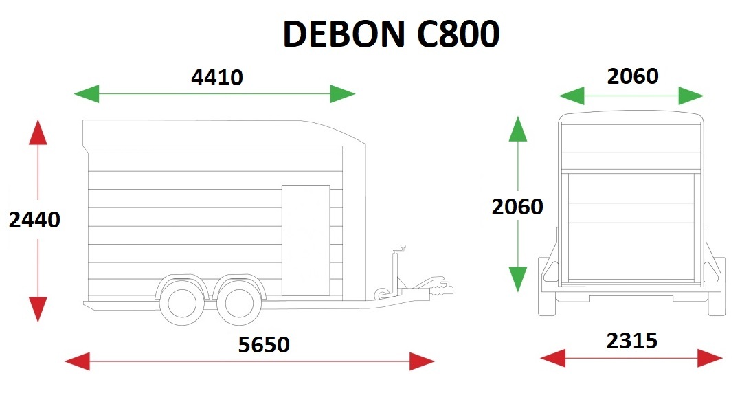 Rozměry přívěsu Debon C800